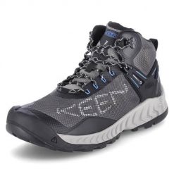 Buty trekkingowe męskie Keen Nxis Evo WP. Szare buty zimowe męskie Keen, bez wzorów, z materiału, za kostkę, bez obcasa, bez zapięcia. Za 439.00 zł.