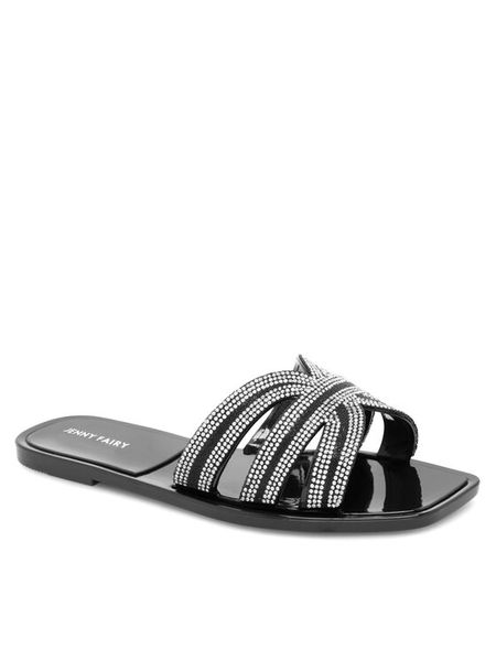 Jenny Fairy Klapki WFA2613-2 Czarny. Czarne klapki damskie Jenny Fairy, bez wzorów, z syntetyku, bez obcasa, bez zapięcia. Za 59.99 zł.