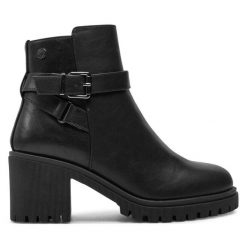Botki Refresh. Czarne botki damskie Refresh, bez wzorów, bez obcasa, na słupku, bez zapięcia. Za 299.99 zł.