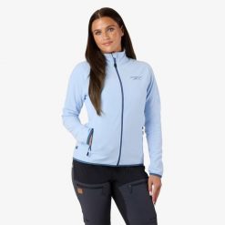 Bluza polarowa turystyka damska Swedemount Stryn Fleece szybkoschnąca. Niebieskie bluzy damskie SWEDEMOUNT, bez wzorów, z polaru, sportowe, bez ramiączek, bez kaptura. Za 125.00 zł.