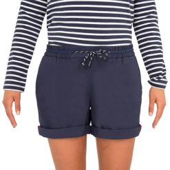 Szorty żeglarskie damskie Tribord Sailing 100. Niebieskie szorty damskie TRIBORD, bez wzorów, z bawełny, sportowe. Za 79.99 zł.