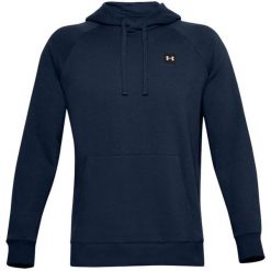 Bluza męska Under Armour Rival Fleece Hoodie. Niebieskie bluzy męskie Under Armour, m, bez wzorów, sportowe, bez ramiączek, z kapturem. Za 241.66 zł.