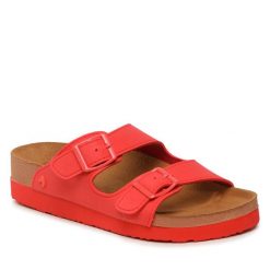 Klapki Gioseppo. Czerwone klapki damskie Gioseppo, bez wzorów, bez obcasa, bez zapięcia. Za 179.99 zł.