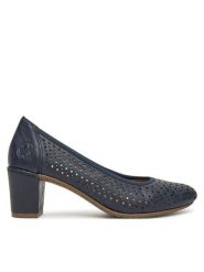 Rieker Czółenka CEO-41057-14 Granatowy. Niebieskie czółenka damskie Rieker, bez wzorów, z materiału, bez obcasa, bez zapięcia. Za 289.99 zł.