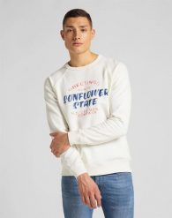 MĘSKA BLUZA LEE RAGLAN GRAPHIC SWS ECRU L83NSPNQ 112122411. Bluzy męskie Lee, l, bez wzorów, bez ramiączek, bez kaptura. Za 129.99 zł.