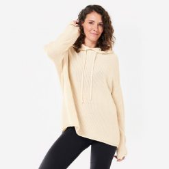 Bluza do jogi damska Kimjaly. Białe bluzy damskie KIMJALY, xs, bez wzorów, z bawełny, sportowe, bez ramiączek, z kapturem. Za 269.99 zł.