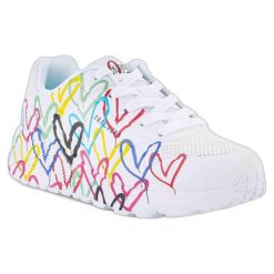 Buty na co dzień damskie SKECHERS UNO LITE SPREAD THE LOVE. Białe obuwie sportowe damskie Skechers, bez wzorów, bez zapięcia, trekkingowe, Skechers Sport. Za 269.00 zł.