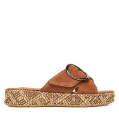 Klapki Tamaris. Brązowe klapki damskie Tamaris, bez wzorów, bez obcasa, bez zapięcia. Za 219.99 zł.
