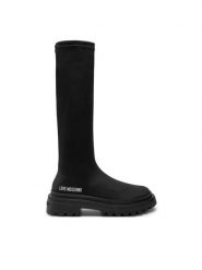 LOVE MOSCHINO Kozaki JA26025G1LIMZ000 Czarny. Czarne kozaki damskie Love Moschino, bez wzorów, z materiału, bez obcasa, na płaskiej podeszwie, bez zapięcia. Za 849.99 zł.
