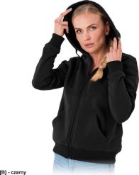 R.E.I.S. MALVA - bluza damska, zapięcie suwak, kaptur ściągany troczki, dwie kieszenie, dół rękawy ściągacz, 100% poliester 220 g/m2 - czarny M. Czarne bluzy damskie R.E.I.S., m, bez wzorów, z poliesteru, bez ramiączek, bez kaptura. Za 70.41 zł.