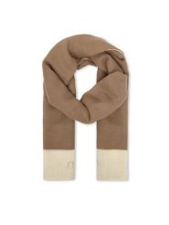 Calvin Klein Szal Linen Blend Emblem Pareo Scarf LV04F9021G Beżowy. Brązowe szaliki damskie Calvin Klein, bez wzorów, ze lnu. Za 329.99 zł.