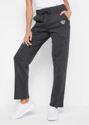 Spodnie sportowe z bawełny organicznej, Straight. Czarne spodnie dresowe damskie bonprix, bez wzorów, z bawełny, sportowe. Za 129.99 zł.