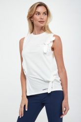 Top damski z kokardami ELISABETTA FRANCHI. Topy damskie Elisabetta Franchi, bez wzorów, bez kołnierzyka, bez ramiączek. W wyprzedaży za 551.20 zł.