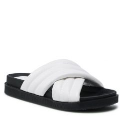 Klapki JENNY. Białe klapki damskie Jenny, bez wzorów, bez obcasa, bez zapięcia. Za 119.99 zł.