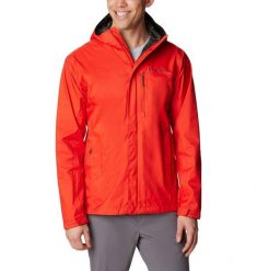 Kurtka Sportowa Z Kapturem Męska Columbia Pouring Adventure. Czerwone kurtki sportowe męskie Columbia, l, bez wzorów, z poliamidu, z kapturem. Za 396.99 zł.