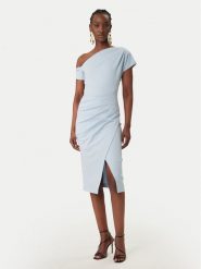 Rinascimento Sukienka koktajlowa CFC0127793003 Błękitny Slim Fit. Niebieskie sukienki damskie Rinascimento, xs, bez wzorów, z syntetyku, wizytowe, bez kołnierzyka, bez ramiączek. Za 599.99 zł.