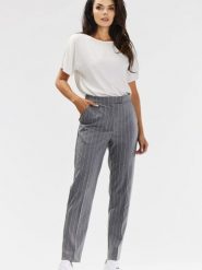 Spodnie Damskie Model A678 Grey - awama. Szare spodnie materiałowe damskie Awama, bez wzorów, z tkaniny, eleganckie, z podwyższonym stanem. Za 343.20 zł.