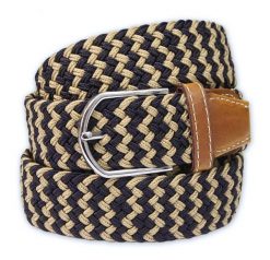 Beżowo-Granatowy Elastyczny Męski Pasek do Spodni, Pleciony, Casual -ALTIES- Parciany. Brązowe paski męskie Alties, z elastanu, casualowe. Za 59.00 zł.
