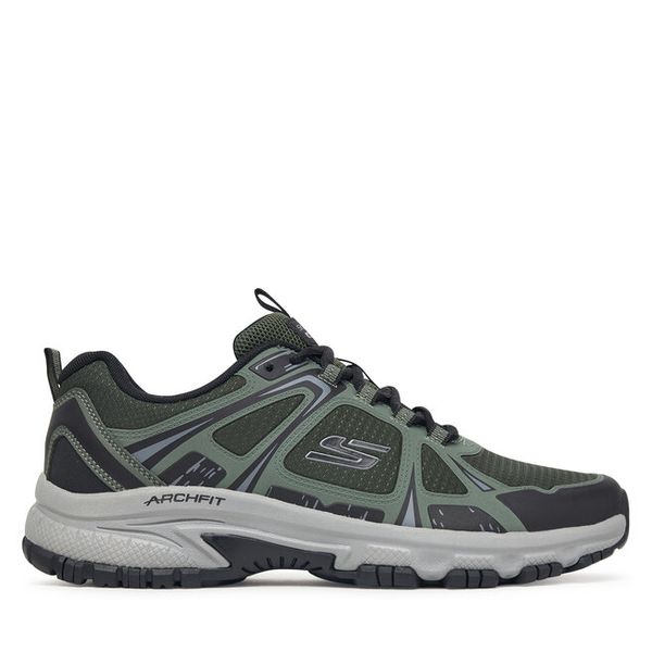 Trekkingi Skechers. Zielone buty zimowe męskie Skechers, bez wzorów, bez obcasa, bez zapięcia. Za 379.99 zł.