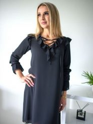 Sukienka Model Paloma Black - Jersa. Czarne sukienki damskie Jersa, na co dzień, l, bez wzorów, z materiału, bez kołnierzyka, plus size, bez ramiączek. Za 501.53 zł.