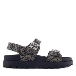 Sandały Tory Burch. Niebieskie sandały damskie Tory Burch, bez wzorów, bez obcasa, na płaskiej podeszwie, bez zapięcia. Za 1,644.00 zł.