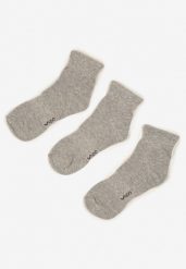Jasnoszare Bawełniane Skarpety za Kostkę 3 Pack Foliane. Szare skarpety męskie Born2be, bez wzorów, z bawełny. Za 19.99 zł.