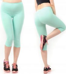 Legginsy damskie 3/4 krótkie Polskie bawełniane Getry Miętowe L. Zielone legginsy damskie LAEMI, bez wzorów, z bawełny. Za 29.99 zł.