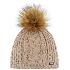 Czapka Afra Lux damska zimowa z pomponem z polaru, ciepła wełna merynosowa. Białe czapki damskie Eisbar, na zimę, bez wzorów, z polaru, sportowe. Za 199.99 zł.