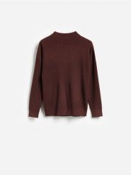 Strukturalny sweter z wiskozą - bordowy. Czerwone swetry męskie Reserved, l, bez wzorów, z dzianiny, bez kołnierzyka, bez ramiączek. Za 139.99 zł.