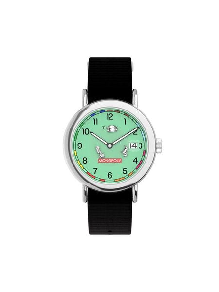 Timex Zegarek Timex x Monopoly Weekender TW2Y47000 Czarny. Czarne, analogowe zegarki męskie Timex, bez wzorów. Za 549.99 zł.