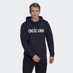 Bluza męska adidas Essentials French Terry Linear Logo Hoodie. Białe bluzy męskie Adidas, m, bez wzorów, z kapturem, na fitness i siłownię. Za 182.00 zł.