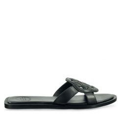Klapki Gant. Czarne klapki damskie GANT, bez wzorów, bez obcasa, bez zapięcia. Za 279.99 zł.