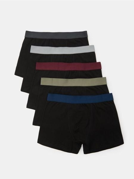 Bokserki classic 5 pack - czarny. Czarne bokserki męskie Sinsay, bez wzorów. Za 49.99 zł.