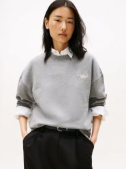 Tommy Hilfiger Bluza Kobiety Bawełna szary, M. Szare bluzy damskie Tommy Hilfiger, m, bez wzorów, z bawełny, bez ramiączek, bez kaptura. Za 379.95 zł.