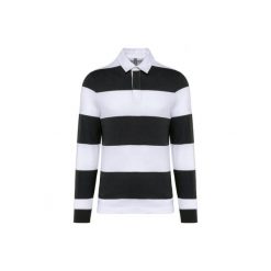 Koszulka polo w paski, długi rękaw Kariban. Czarne bluzki damskie KARIBAN, bez wzorów, bez kołnierzyka, bez ramiączek. Za 194.50 zł.