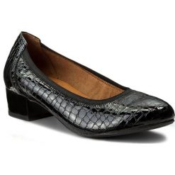 Półbuty CAPRICE - 9-22302-29 Blk Croco Pat. 041. Czarne półbuty damskie Caprice, bez wzorów, ze skóry, bez obcasa, na obcasie, bez zapięcia. W wyprzedaży za 169.00 zł.