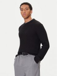 HUGO Sweter Syer 50546995 Czarny Regular Fit. Czarne swetry męskie Hugo, m, bez wzorów, z bawełny, bez kołnierzyka, bez ramiączek. Za 619.99 zł.