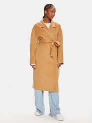 Calvin Klein Płaszcz wełniany K20K207089 Beżowy Oversize. Brązowe płaszcze damskie Calvin Klein, na zimę, bez wzorów, z wełny, bez kołnierzyka, bez kaptura. Za 1,699.00 zł.