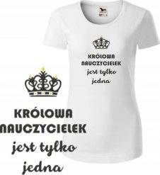 KOSZULKA DAMSKA DZIEŃ NAUCZYCIELA XL KRÓTKI RĘKAW HAFT PREZENT BAWEŁNA. Bluzki damskie Radziszewska, xl, bez wzorów, z bawełny, bez kołnierzyka, bez ramiączek. Za 189.11 zł.