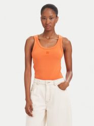 HUGO Top Datamia 50514489 Pomarańczowy Slim Fit. Brązowe topy damskie Hugo, m, bez wzorów, z bawełny, bez kołnierzyka, bez ramiączek. Za 214.99 zł.