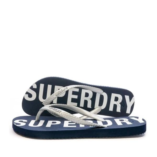 Superdry Klapki Code Essential z gumy - Deep Navy/Metallic Silver. Szare klapki damskie Superdry, bez wzorów, z gumy, bez obcasa, bez zapięcia. Za 98.40 zł.