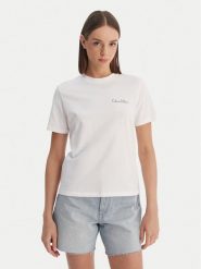 Calvin Klein T-Shirt Calvin Klein-Lv047E809G Yaa LV047E809G Biały Classic Fit. Białe t-shirty damskie Calvin Klein, xs, bez wzorów, z bawełny, bez kołnierzyka, bez ramiączek. Za 209.99 zł.