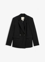 Żakiet z mieszanki wiskozy. Brązowe marynarki i żakiety damskie bonprix, bez wzorów, z wiskozy, eleganckie, bez kołnierzyka, bez ramiączek. Za 219.99 zł.