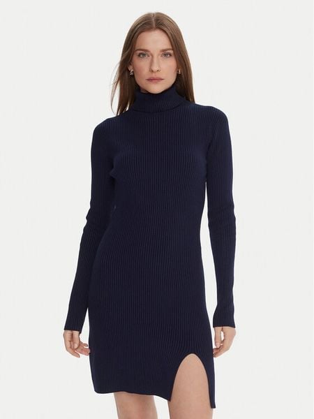 Kontatto Sukienka dzianinowa 3M0827C Granatowy Slim Fit. Niebieskie sukienki damskie Kontatto, m, bez wzorów, z dzianiny, bez kołnierzyka, bez ramiączek. Za 349.99 zł.