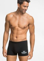 Bokserki, dopasowany fason (3 pary). Czarne bielizna sportowa męska bonprix, bez wzorów. Za 64.99 zł.