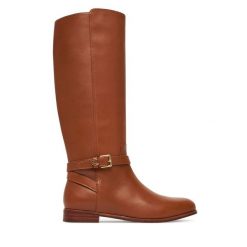 Oficerki LAUREN RALPH LAUREN. Brązowe kozaki damskie Lauren Ralph Lauren, bez wzorów, bez obcasa, na płaskiej podeszwie, bez zapięcia. Za 1,289.00 zł.