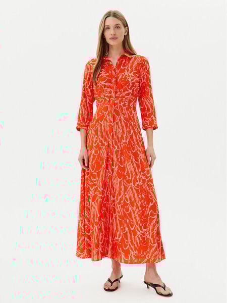 YAS Sukienka koszulowa Savanna 26022663 Pomarańczowy Loose Fit. Brązowe sukienki damskie YAS, xs, bez wzorów, z wiskozy, bez kołnierzyka, bez ramiączek, koszulowe. Za 179.99 zł.