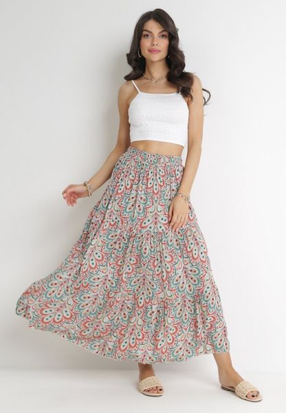 Czerwono-Niebieska Spódnica Maxi z Wiskozy z Gumką w Pasie w Kwiaty Maizla. Czerwone spódnice damskie Born2be, na co dzień, l, bez wzorów, z materiału, maxi, proste. Za 59.99 zł.