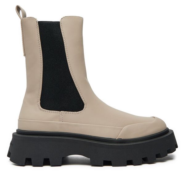 Sztyblety Juicy Couture. Brązowe botki damskie Juicy Couture, bez wzorów, bez obcasa, na płaskiej podeszwie, bez zapięcia. Za 209.99 zł.