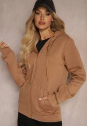 Jasnobrązowa Casualowa Rozpinana Bluza z Kapturem i Polarem Shuberta. Brązowe bluzy damskie Renee, na zimę, l, bez wzorów, z dzianiny, bez ramiączek, z kapturem. Za 54.99 zł.